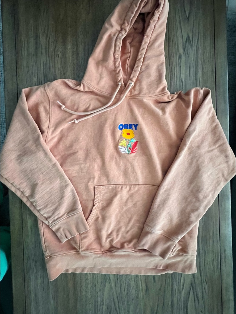 Obey Peach/Orange Floral Logo Hoodie